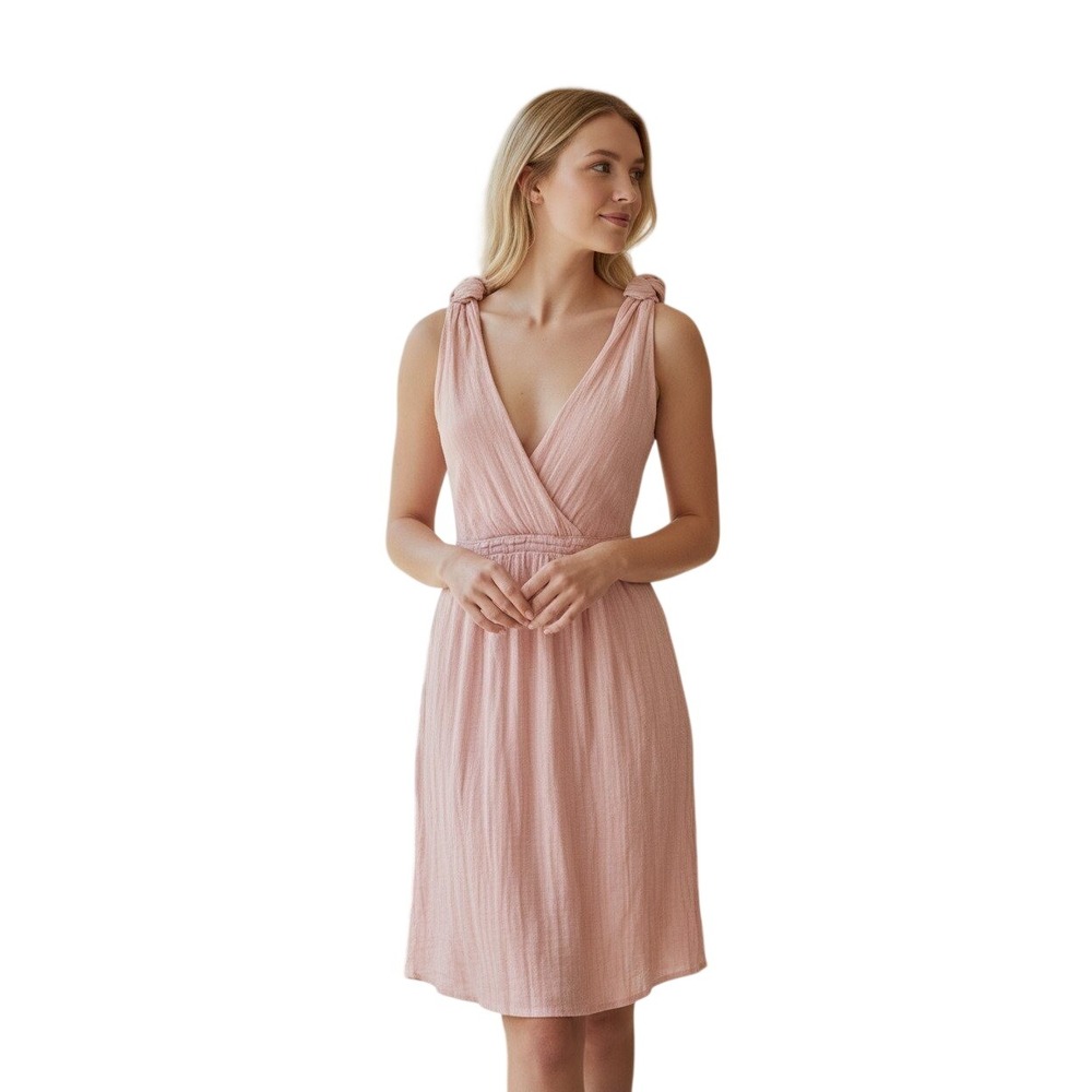 Banana Republic -NWOT Pink Tie Shoulder V Neck Wrap Dress Size‎ 6 Cotton-Silk